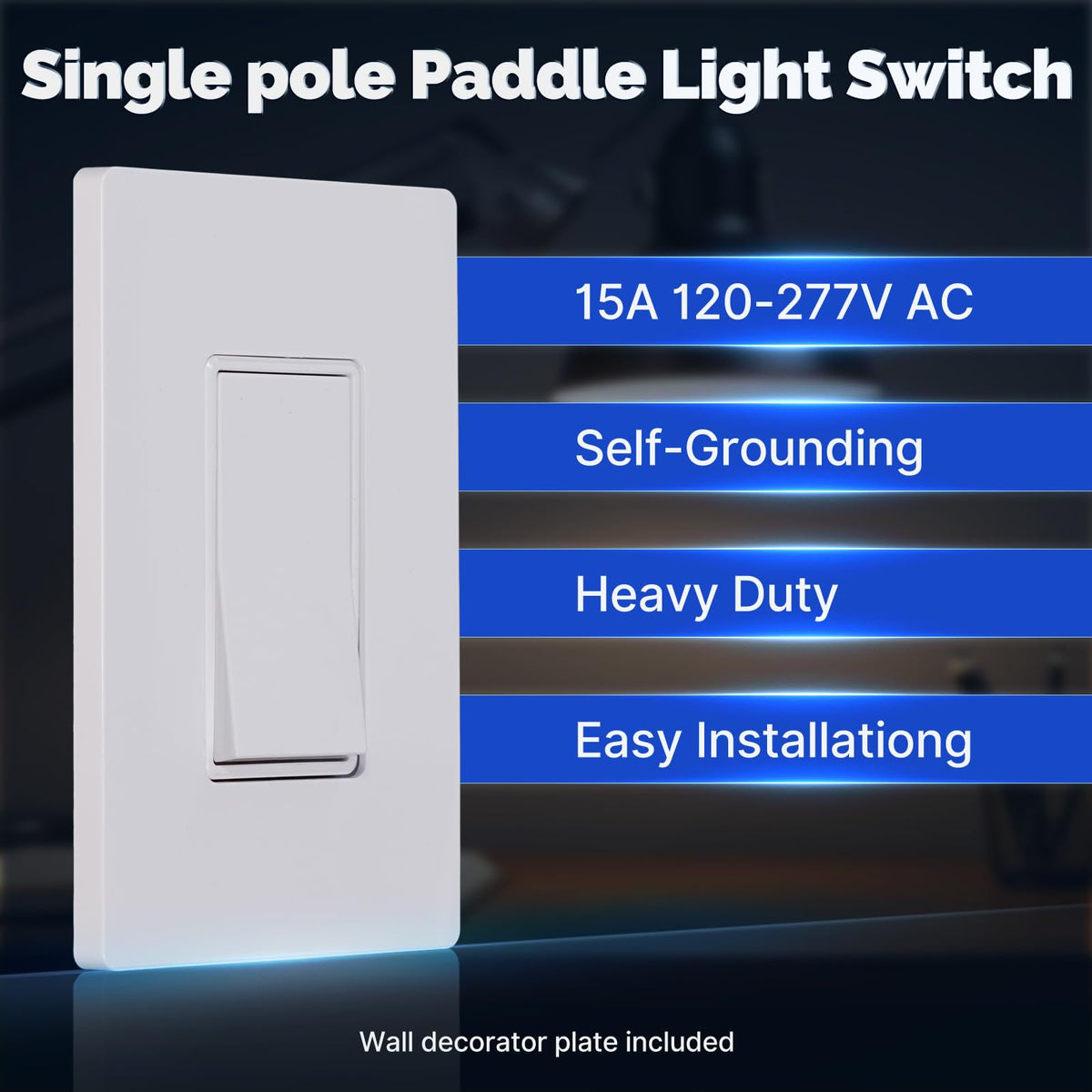 [12 Pack] MOES Paddle Rocker Light Switch, Single Pole On or Off Light Switch 15 WBHDWB0D9W9627N