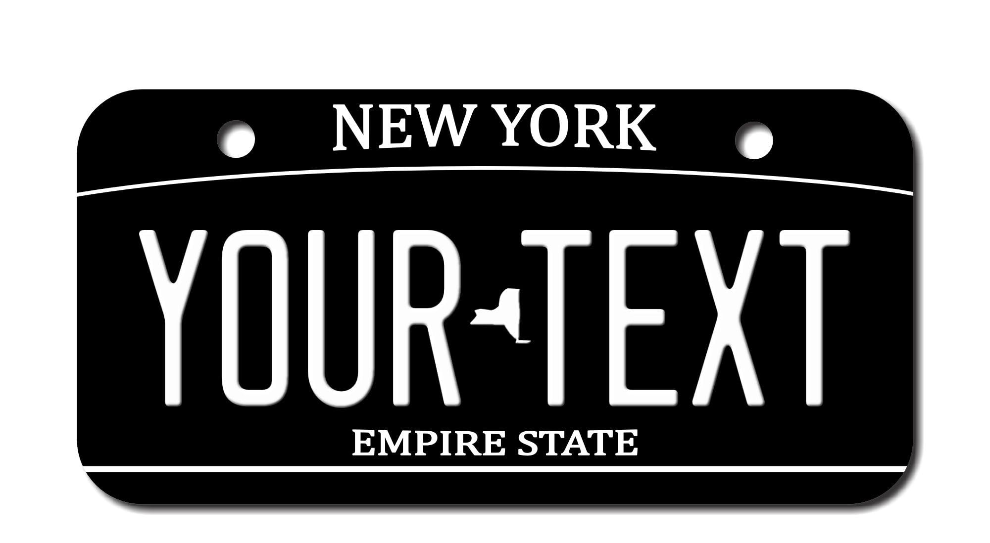 Teamlogo Personalized New York License Plate - Sizes For Kid 'S Bikes, Cars, Trucks, Cart, Key Rings Version 7 (3 '' X 6 '' Alum