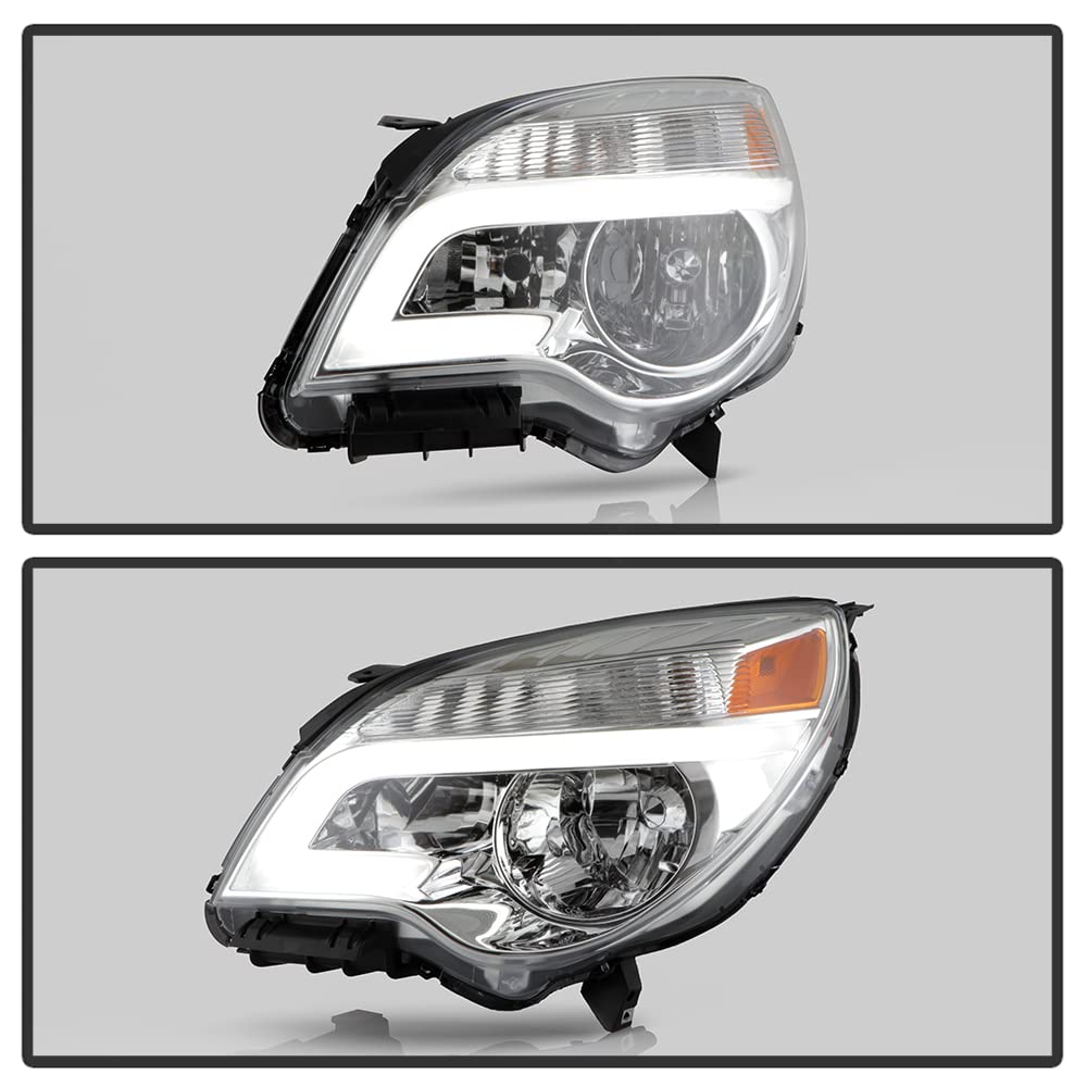 Acanii - For [Halogen Model] 2010-2015 Chevy Equinox Black Upgrade Style Led Tube Headlights Headlamps Pair Left+Right