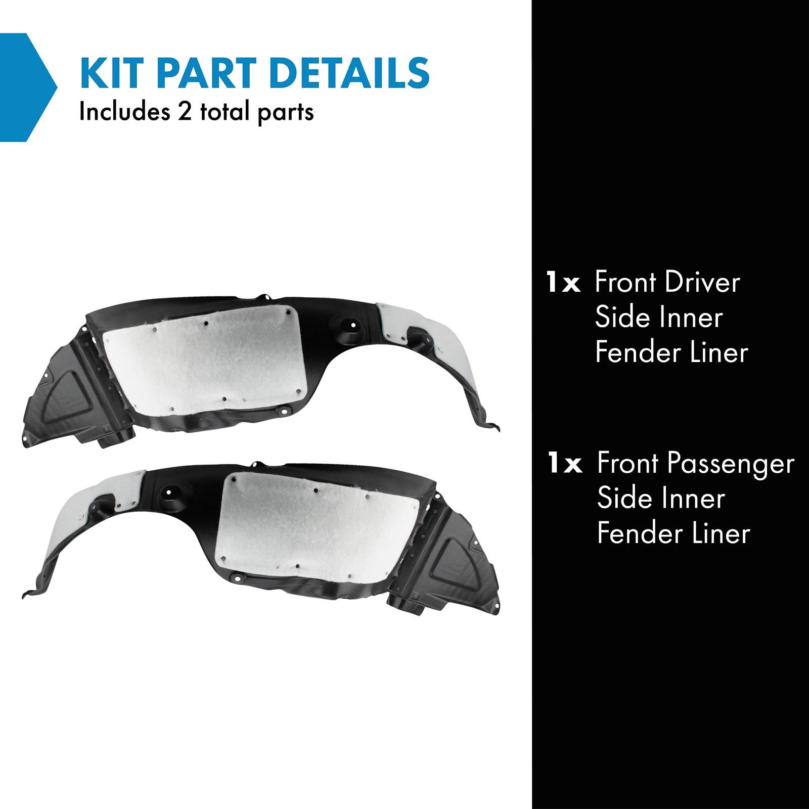 Trq Front Inner Fender Liner Set Compatible With 2012-2013 Kia Optima Ki1248124 Ki1249124