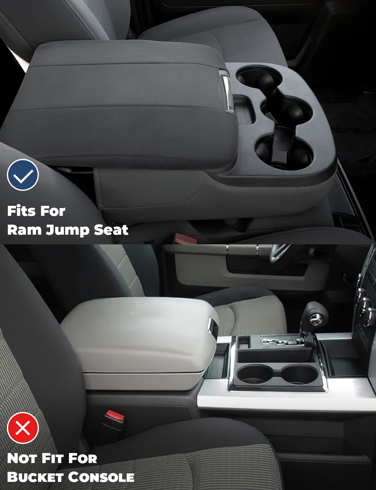 ISSYAUTO Center Console Cover for 2013-2018 Ram 1500, 2013-2023 Ram 2500/3500, Jump Seat Console, Neoprene, Cozy