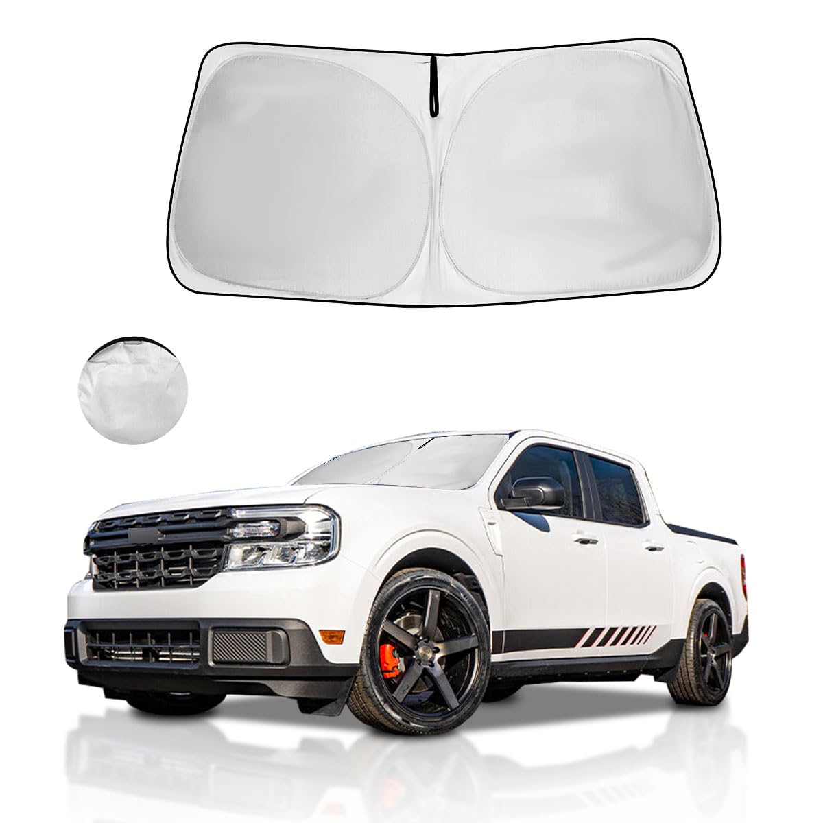 Hohuigo Windshield Sun Shade Fit 2025 2024 2023 2022 Ford Maverick Hybrid, Xl, Xlt, Lariat Foldable Front Window Sunshade Access