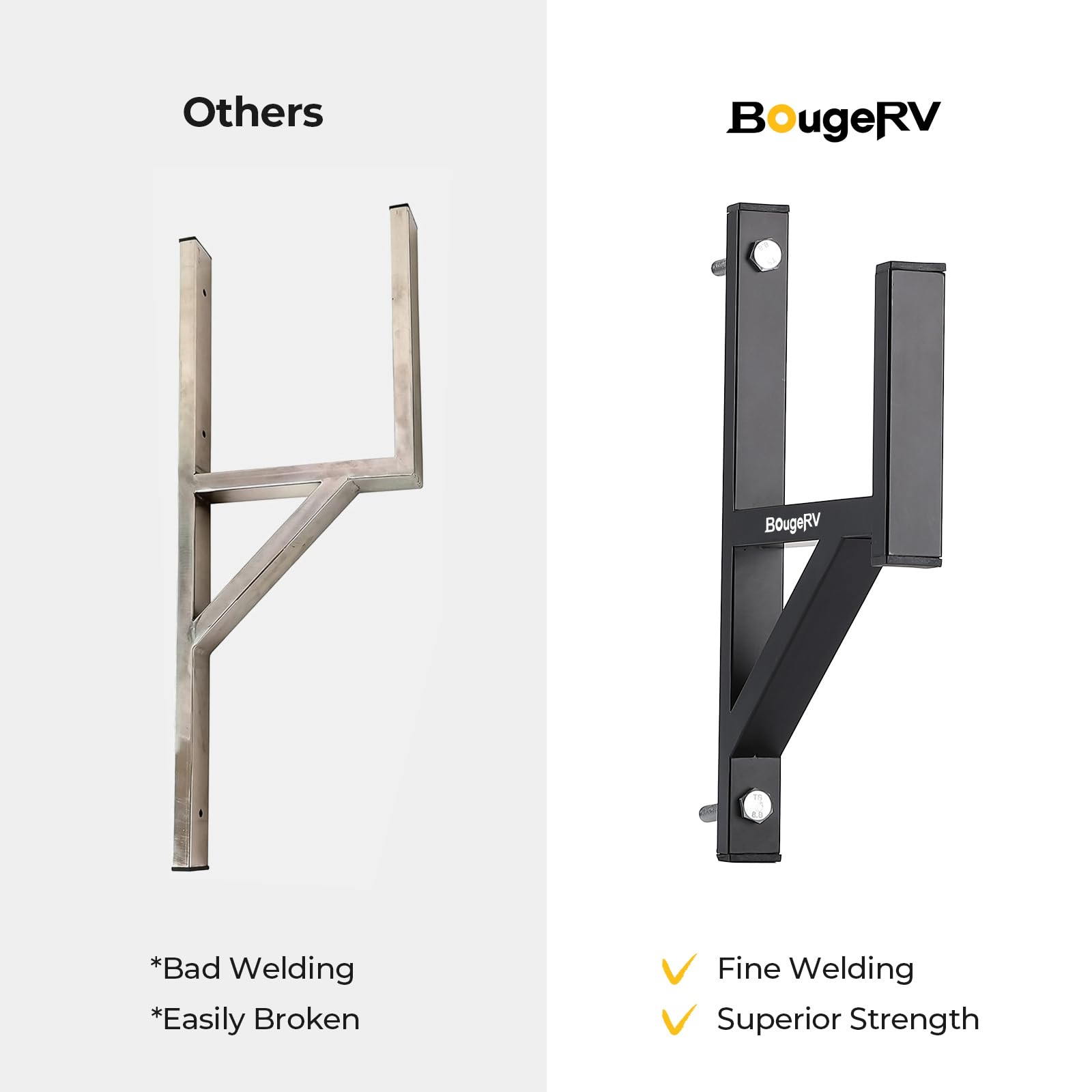 Bougerv Side Mount Trailer Ladder Rack, 2 Racks Heavy Duty Steel Ladder Racks With Bungee Cords Fit For Open And Enclosed Traile