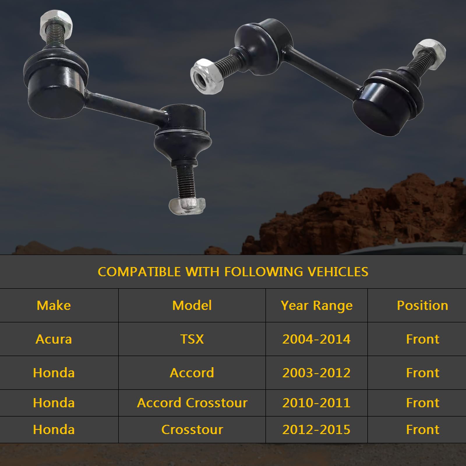 Hhcm 2Pc Front Sway Bar Link Kit For Honda Accord 2003-2012, Accord Crosstour 2010-2011, Crosstour 2012-2015, K90456 K90457 Susp