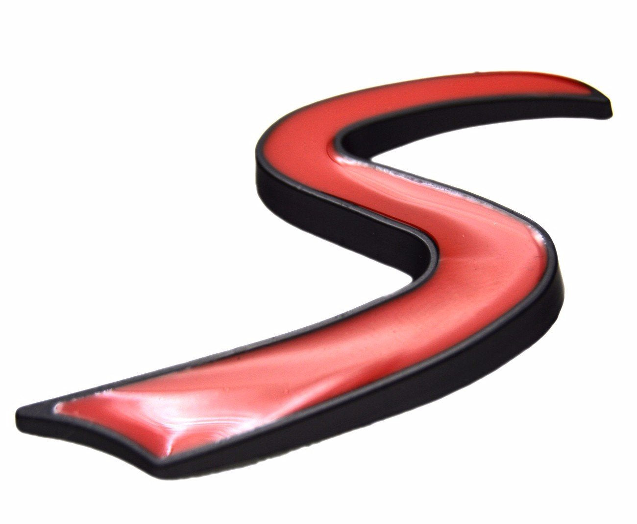 Metal Black Outlining Red S Lettering Front Grille Grill Chrome w/Mount Emblem Badge for Mini Cooper R50 R53 R55 R56 R57 R59 F56