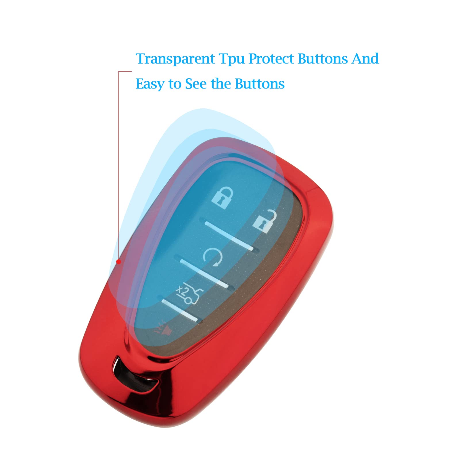 Xiyang Trade For Chevy Key Fob Cover, Key Fob Case Tpu Protector With Key Chain Compatible For Chevy 2023 2022 2021 2020 2019 Ma