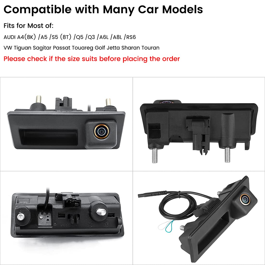 Ahd 1080P Backup Camera, Greenyi Car Reverse Camera For Audi A4L A5 A3 Q3 Q5 Rs6 For Vw Passat Tiguan Jetta Touareg Skoda, Only