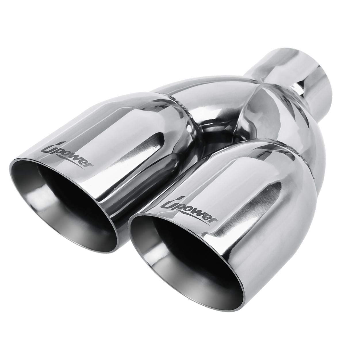 Upower 2.5'' To 3.5'' Dual Exhaust Tip 2 1/2 Inch Inlet 3 1/2 Inch Outlet 9.5'' Length Polished Stainless Exhaust Tailpipe Tips 