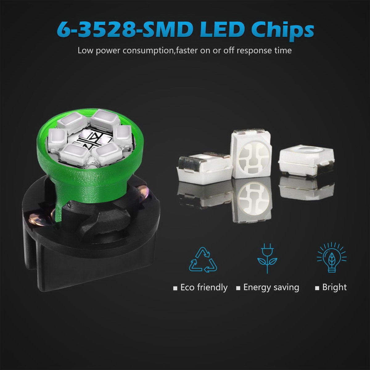 Partsam T10 194 168 Led Dash Instrument Light Bulbs Green With Twist Lock Socket, Super Bright T10 Instrument Panel Gauge Cluste