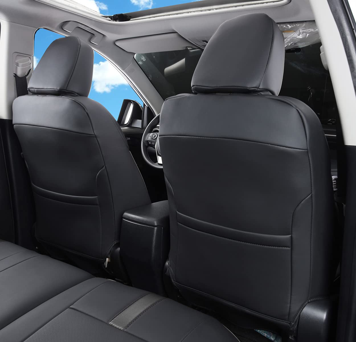 Luluda Custom Fit Vehicle Seat Cover, Black, For Toyota Rav4 2013-2018, Waterproof Faux Leather