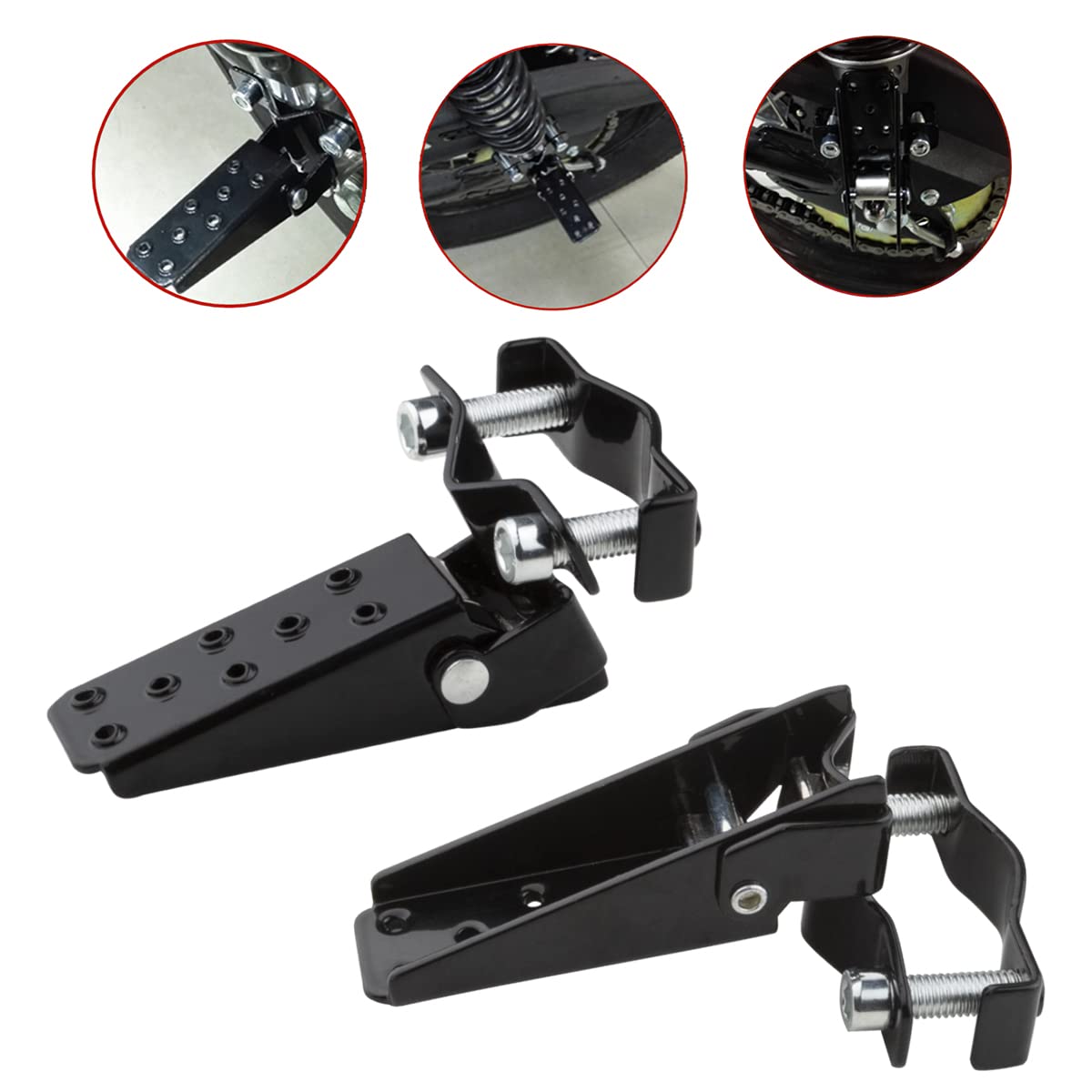 A Pair Universal Foldable Foot Pedals For Motorcycle Universal Frame Clamp-On Type Folding Foot Pegs For Mtb Atv Scooter Motorcycle
