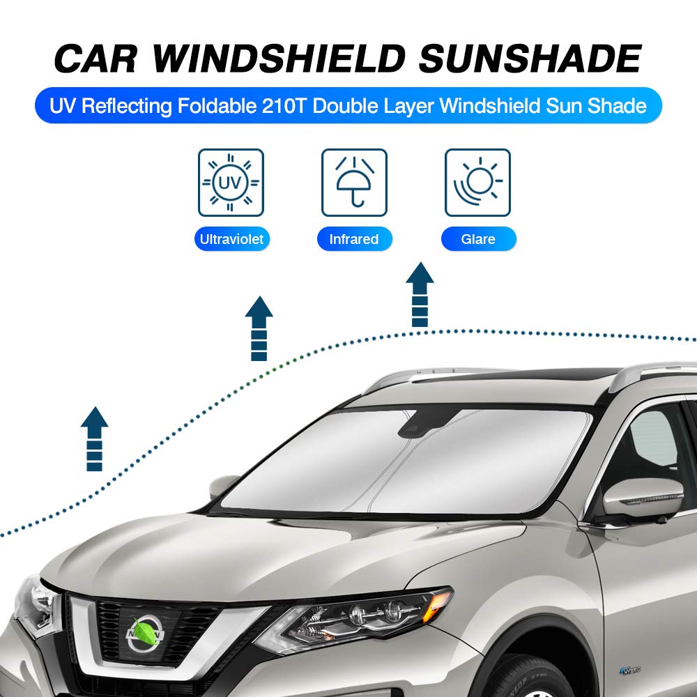 Kust Windshield Sun Shade For 2014-2020 Nissan Rogue (Not For Rogue Sport & 2021 Rogue 3Rd Gen. T33) Sunshade Foldable Window Sun Visor Protector Blocks Uv Rays Keep Your Car Cooler