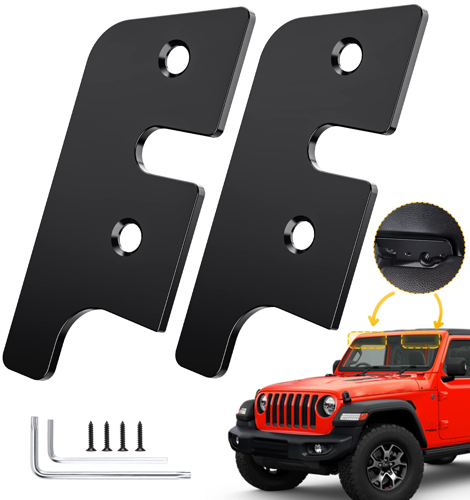 Eamplest Sun Visor Repair Kit,Upgrade Wrangler Visor Repair Kit Aluminum Alloy Sun Visor Clips Replacement for Jeep Wrangler JK 