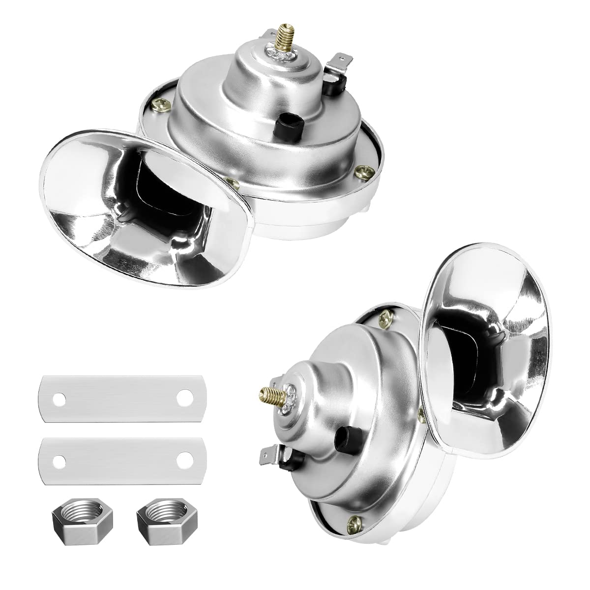 Super Loud Train Horns, Car Waterproof Durable Air Electric Snail Horn, 12V Raging Sound Air Horns Replacement Kit, Automotive Accessories Universal For Car, Motorcycle, Truck, Bike, Boat (Silver)