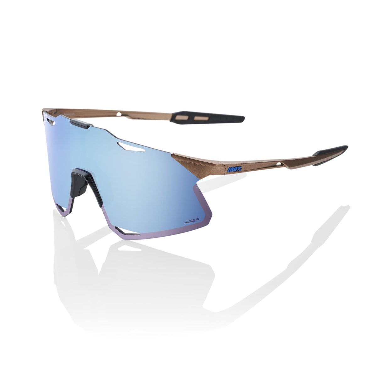 100% Hypercraft Sport Performance Frameless Sunglasses (Matte Copper Chromium - Hiper Blue Multilayer Mirror Lens)