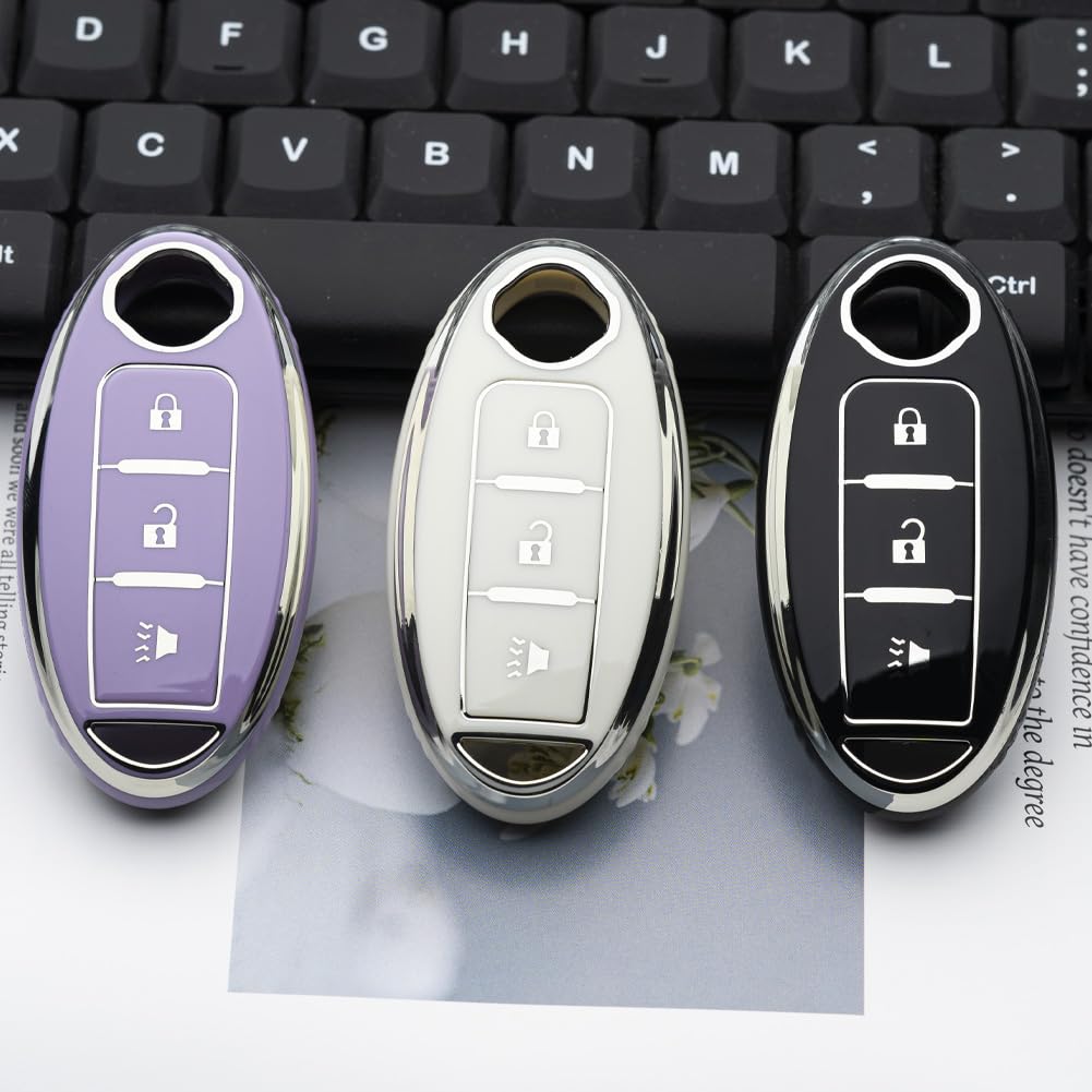 Tautrophen Key Fob Cover Fit For Nissan Infiniti Rogue Pathfinder Armada Murano Kicks Frontier Titan 3 Buttons Smart Key