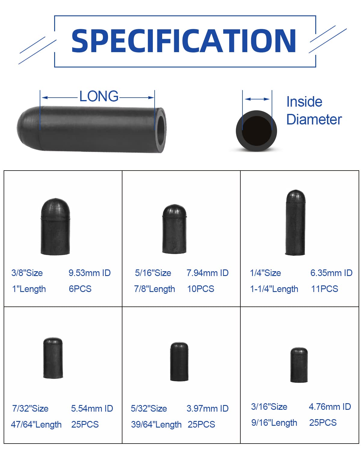 Rubber Vacuum Caps Plug Kit, 102 PCS Assorted Vacuum Plugs Hose End Caps Assortment Kit for Carburetor, Manifold, Automotive 3/1