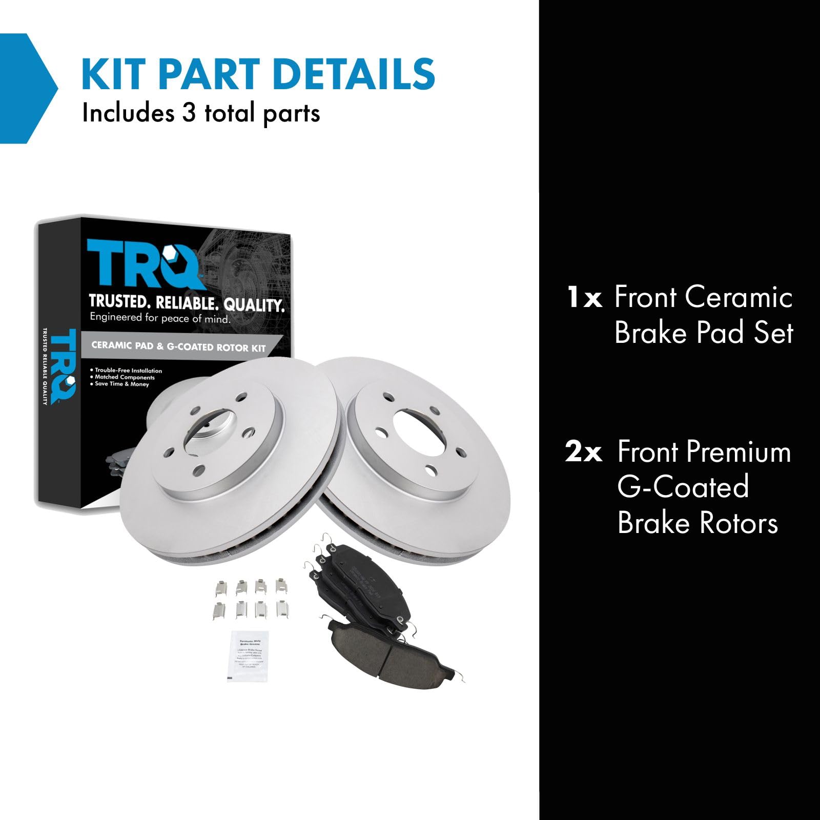 Trq Front Brake Pad & Rotor Kit Brake Pads Brake Rotor Ceramic Premium G-Coated Compatible With 2005-2010 Ford Mustang