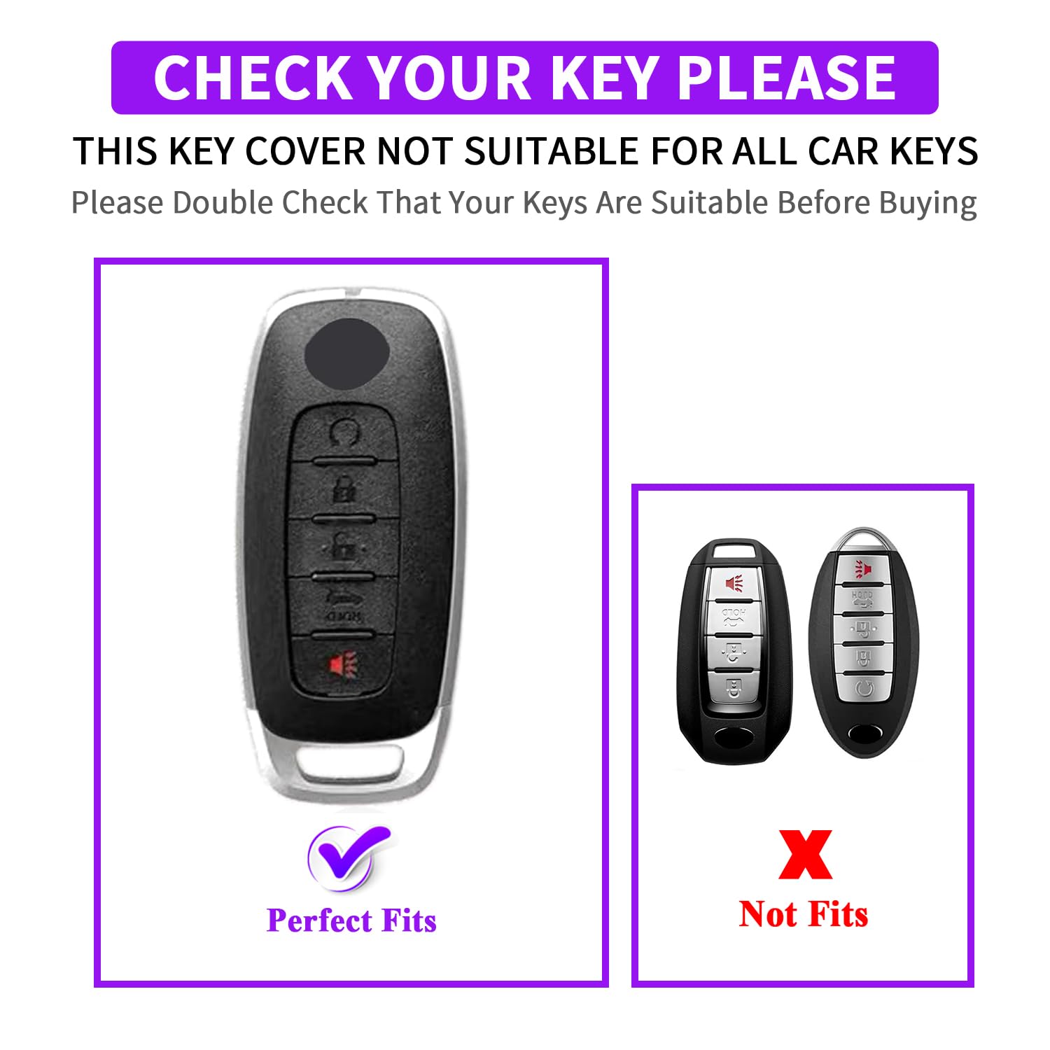 QBUC Key Fob Cover for Nissan, Car Key Fob Protector 5 Buttons Key Case Compatible with 2025 2024 2023 Pathfinder Rogue with Met