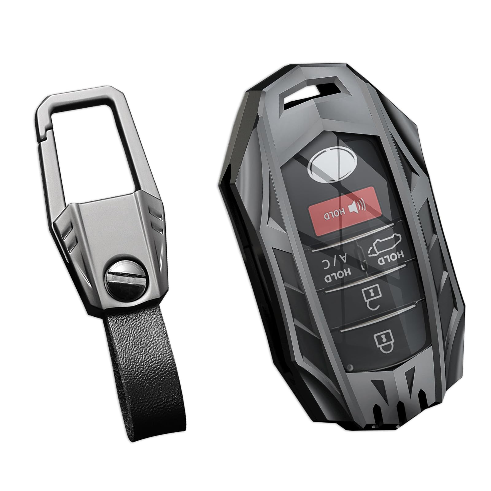 Ocezbiis For Toyota Key Fob Cover,Keychain,Zinc Alloy Protection Car Key Case For Venza Rav4 Prime Sienna Land Cruiser Fortuner