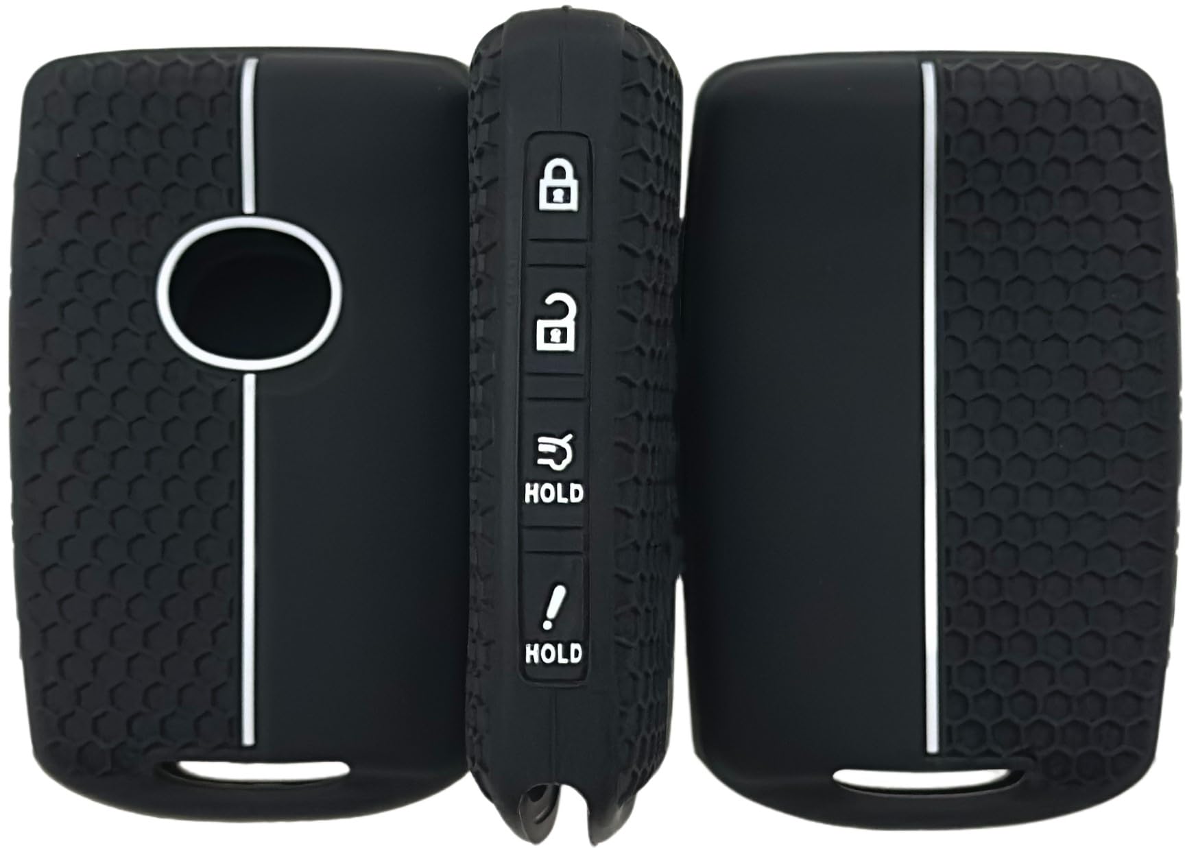 REPROTECTING Silicone Rubber Key Fob Cover Compatible with 2019-2025 Mazda 3 6 CX-30 CX-5 CX-9 CX-50 (Black/Grey, 4 Buttons/Sili