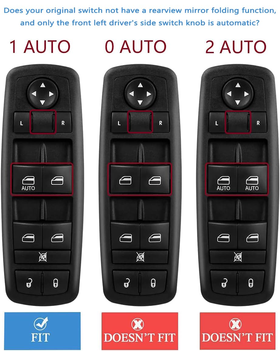 Zaposts 8 + 13 Metal Pins.Master Power Window Switch Fits For 2008-2012 Jeep Liberty & Dodge Nitro,2009-2010 Dodge Journey,4602632Ab 4602632Ad 4602632Ac Driver Side Control Switches(Green Light)