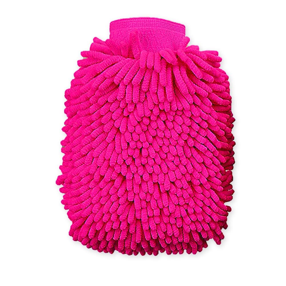 BesMelody House Cleaning and Car Wash Mitts, Home Dusting Microfiber Gloves, Washing Clean Polish Faster (2-Pack, Pink)