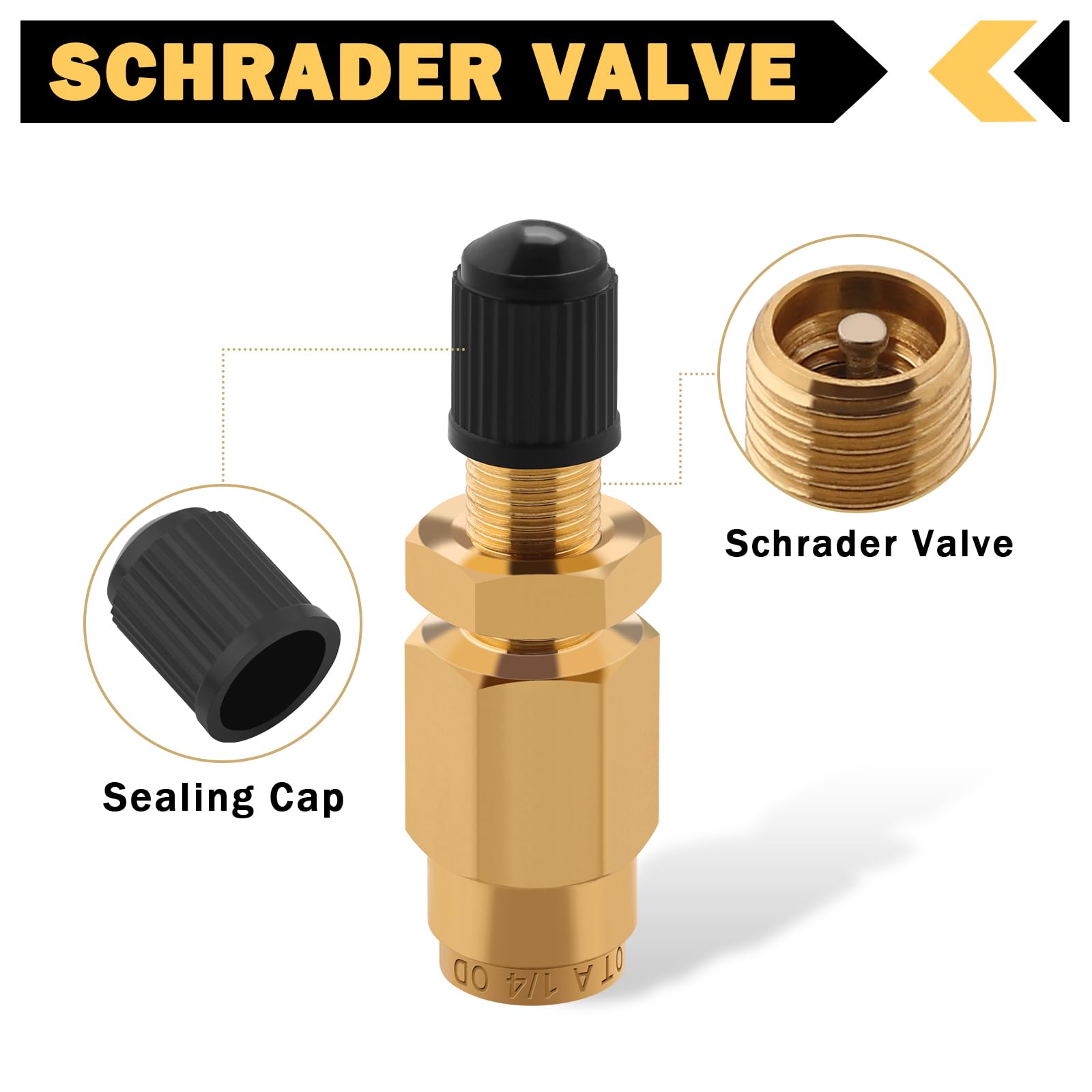 Cheemuii 1/4'' Inflation Schrader Valve with Push to Connect for 1/4'' OD Air Line Tubing and Air Spring Suspension for Semi Tru