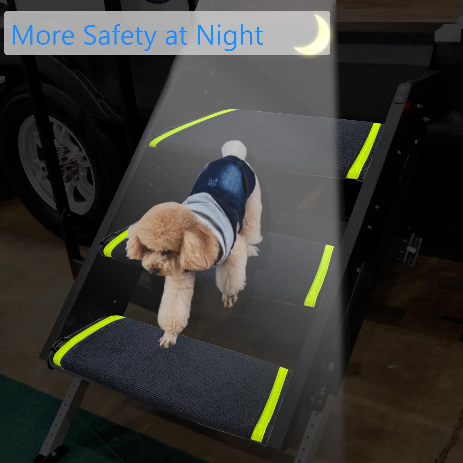 Mifami RV Step Covers Non-Slip Trailer Step Rug with Glow in Dark Strips Camper Stair Covers Fits 8-11 Deep RV Step Wrap Aroun