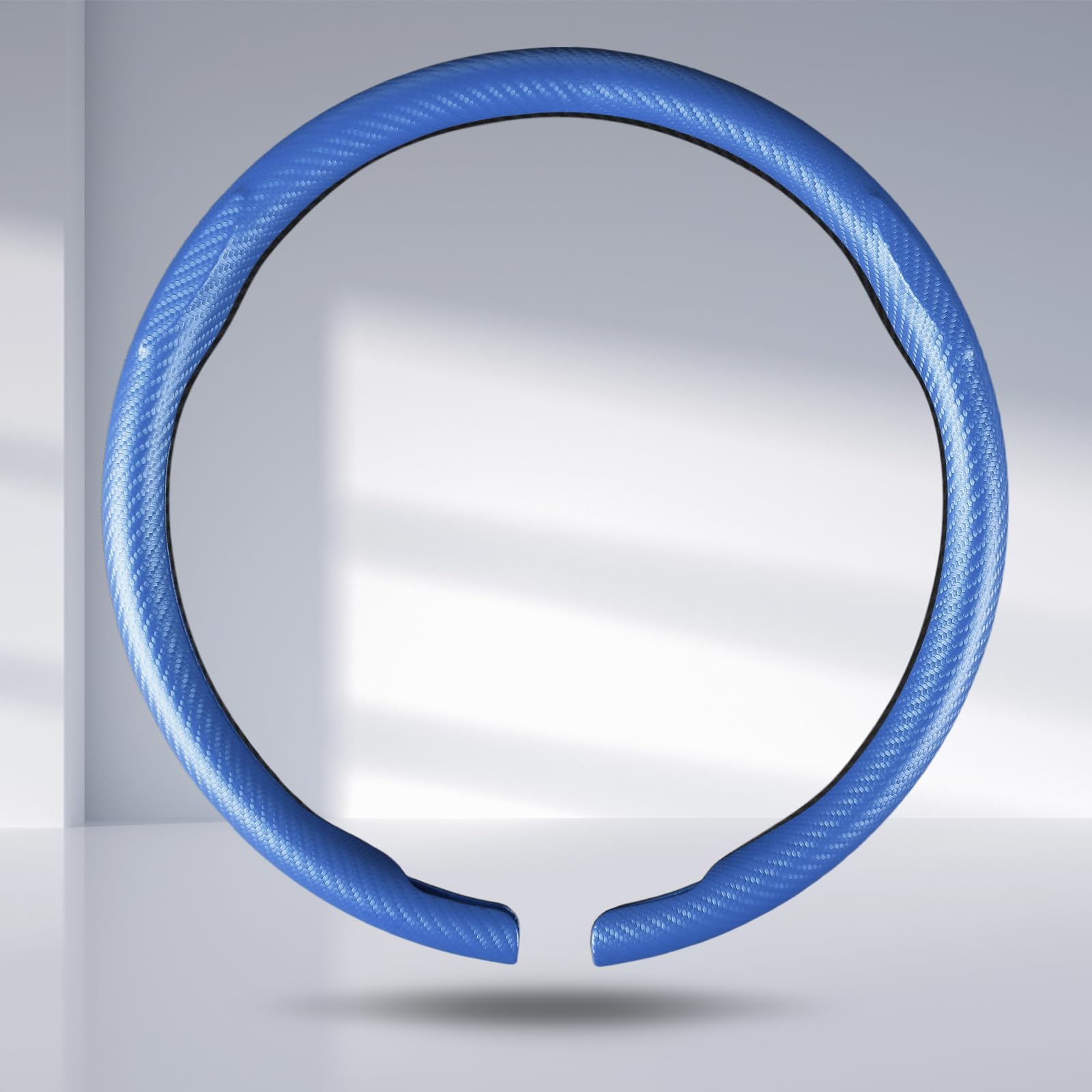 Car Steering Wheel Cover Carbon Fiber Snap On Steering Wheel Accessories Wrap 14.5-15 inch Universal Grip Anti-Skid Protector, M