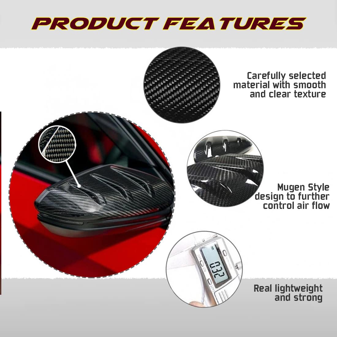 Gaofeiltf Mirror Caps Covers Fits For 10Th Gen Honda Civic 2016-2021 Sedan Coupe Hatchback Crider Envix Real Carbon Fiber Mugen