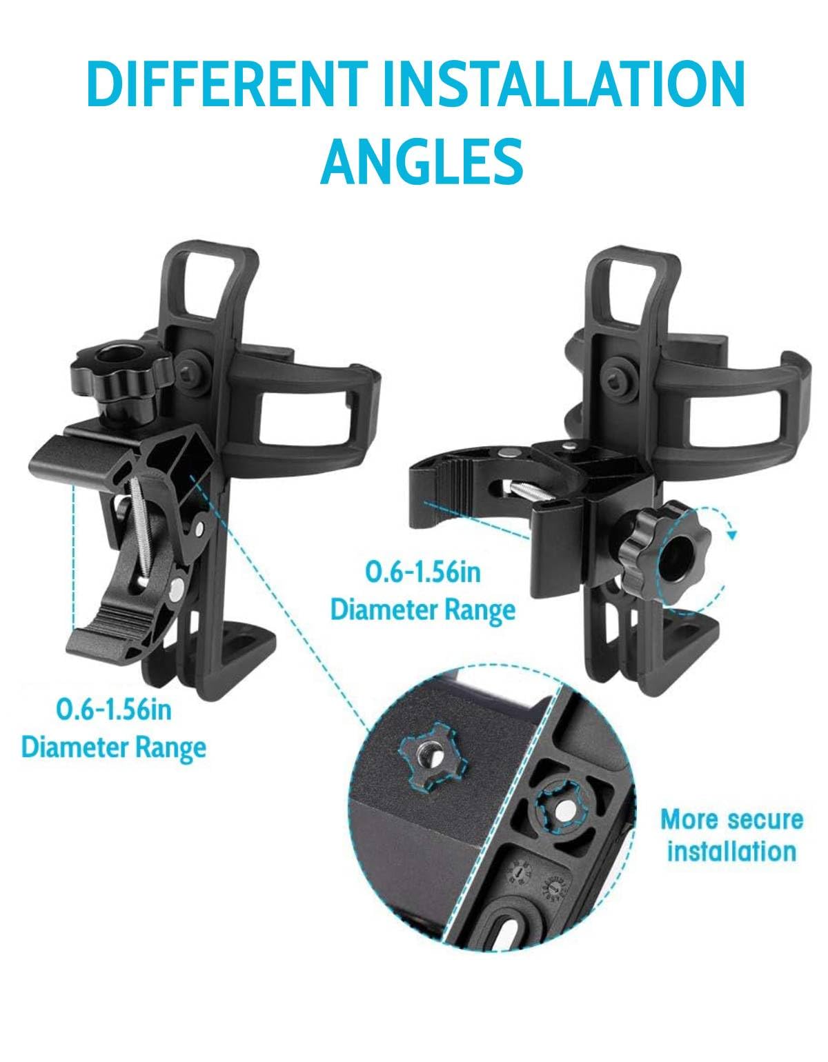 KEMIMOTO ATV Cup Holder Motorcycle Bottle Holder Universal Drink Holder with 0.6-1.56in Metal Clamp for20oz Bottle for Bike, Boa