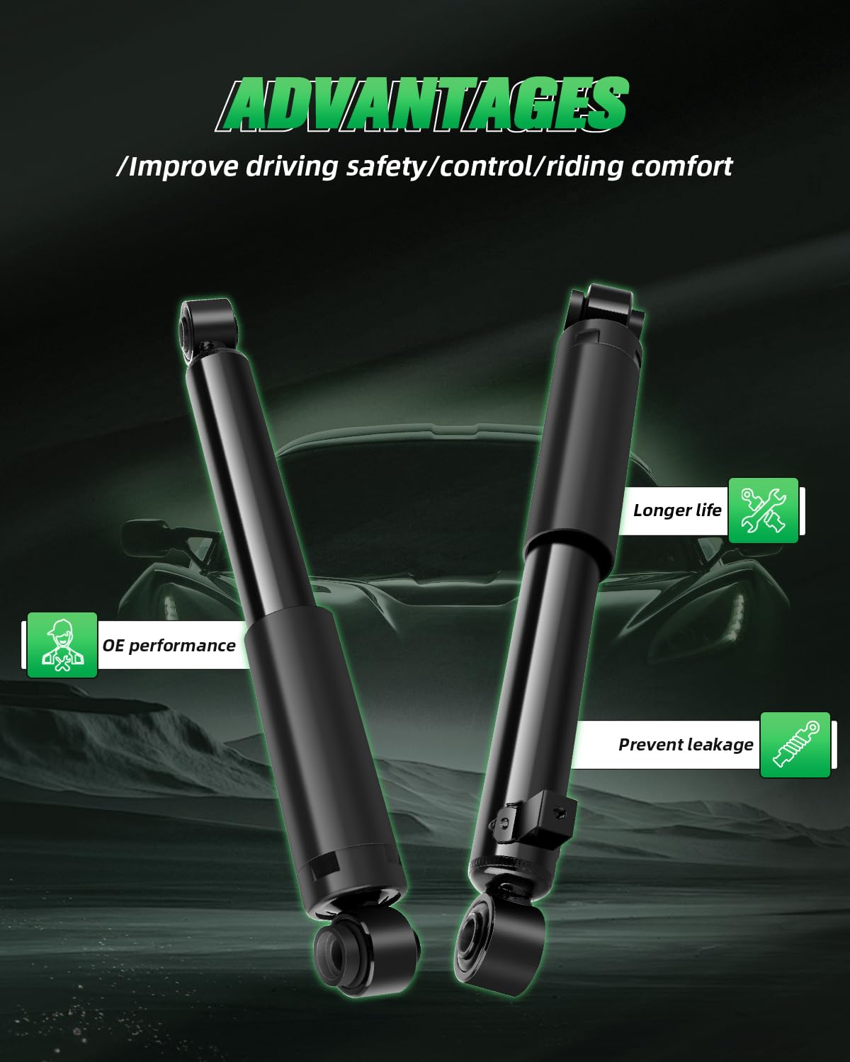 Scitoo Rear Shocks Set Of 2 For Santa Fe, Shocks Absorbers And Struts Fits 2007 2008 2009 For Hyundai For Santa Fe,2007 2008 200