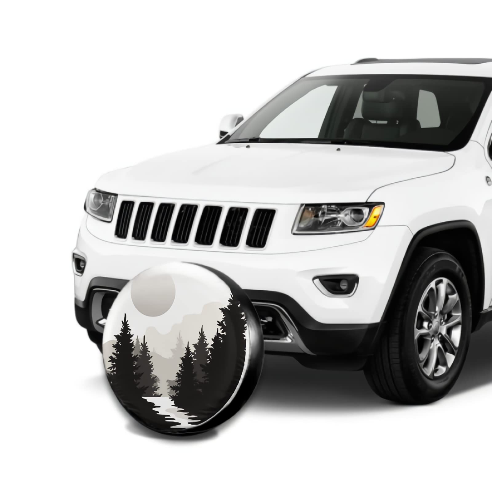 Abstract Moon Spare Tire Cover Mountain Tree Waterproof Dust-Proof Universal Spare Wheel Tire Covers 16 Inch Fit For Rv Trailer