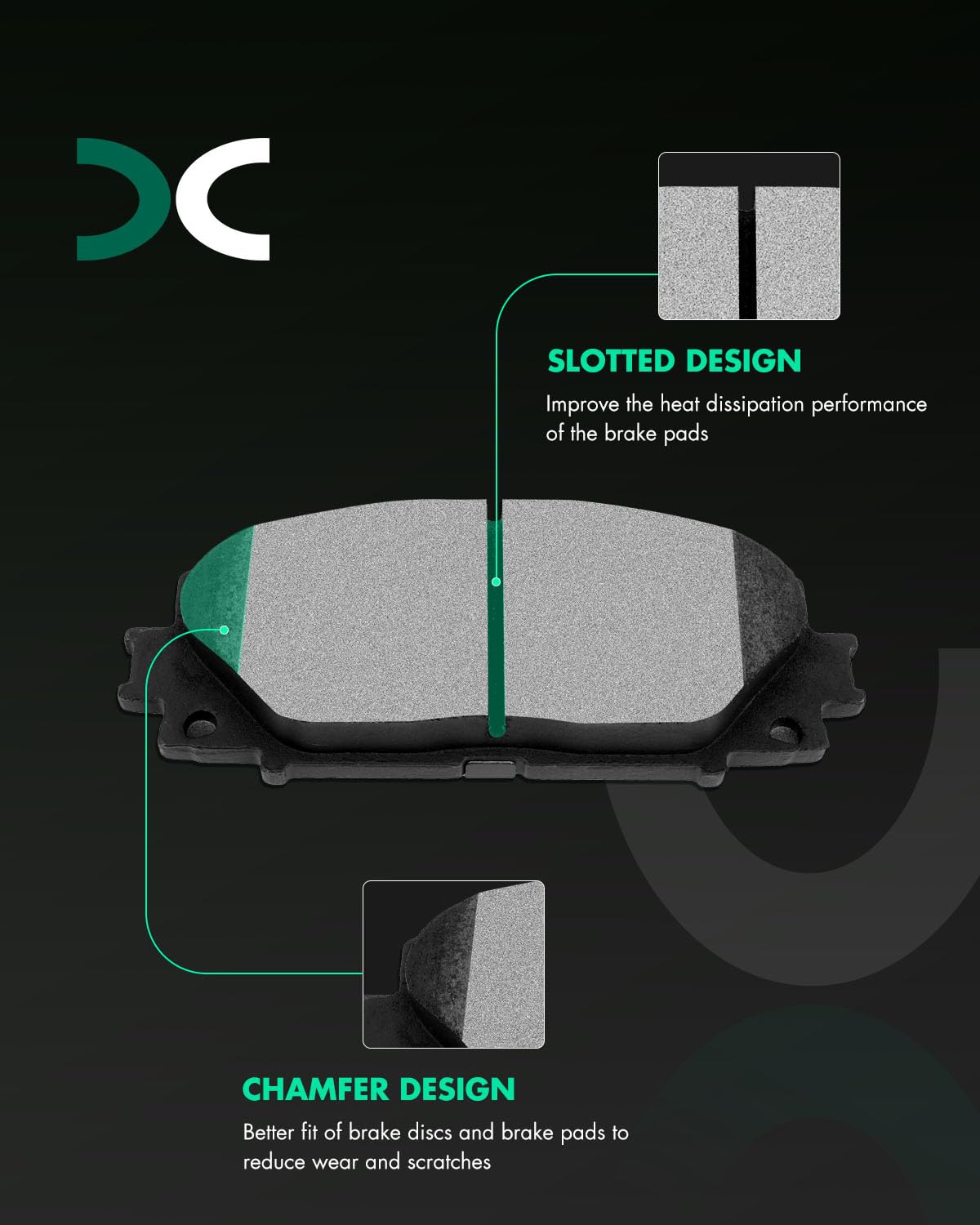 Scitoo D1184 Front Ceramic Brake Pads Sets Fit For Lexus Ct200H,For Toyota Corolla/For Prius,12-19 For Toyota For Prius C,2012-2
