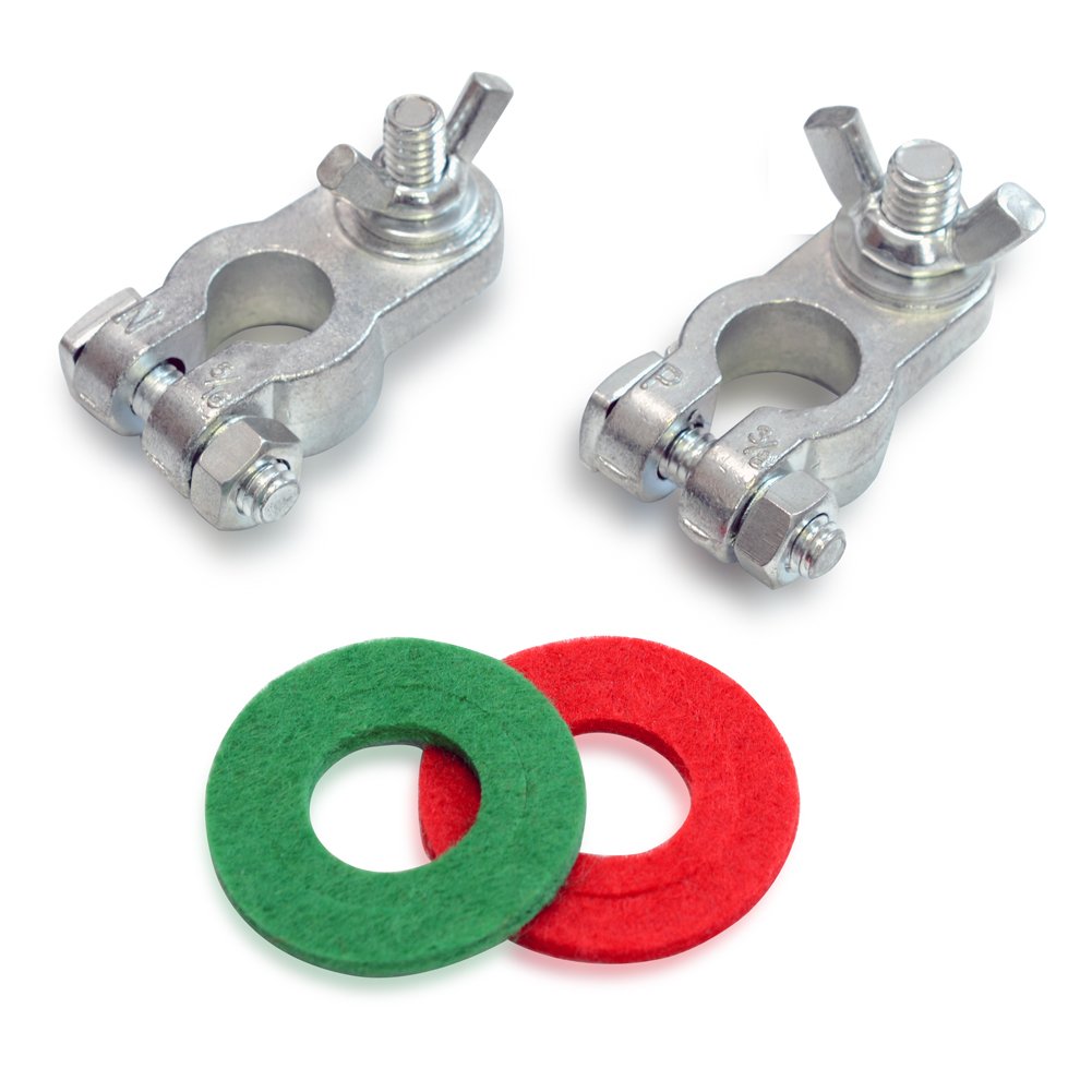 Handster Marine Battery Terminal Wing Nuts Style Zinc Alloy Terminal Kit With Anti-Corrosion Washers
