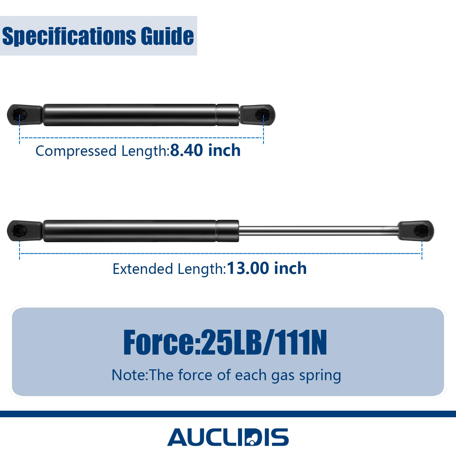 C16-15091 13 Inch 25Lb/111N Gas Strut Shock Lift Support Spring For Leer Camper Shell Truck Topper Cap Canopy Door Window Toolbo