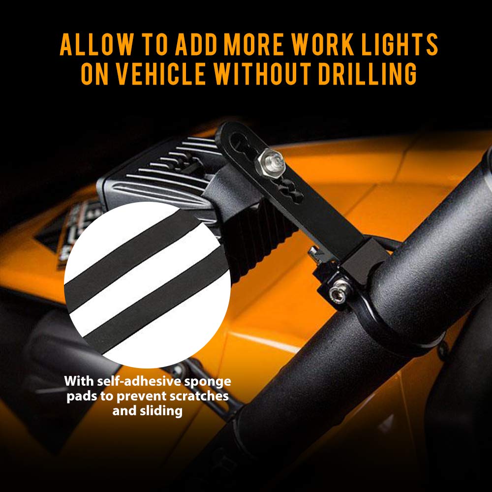 Auxbeam Mounting Bracket Kit 1.75 Inch Bull Bar Roll Cage Clamps Universal Holder Kits For Led Hid Light Bar Jeep Wrangler Truck