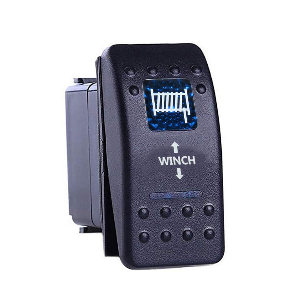 Esupport Car 12V 20A Momentary Light Button Rocker Toggle Switch Blue Led Winch In Out On-Off-On 7Pin
