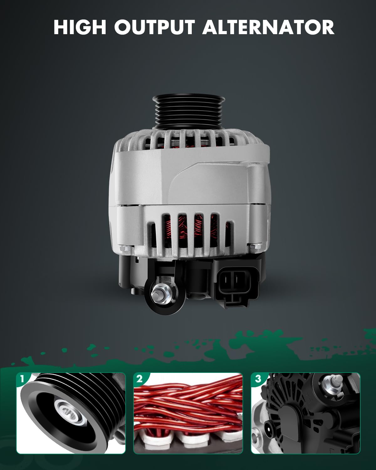 SCITOO Alternator Fits for 3.5L 3.5 for Nissan Quest Van 04 05 06 07 08 09 2004 2005 2006 2007 2008 2009-12V 145Amp CW 6-Groove