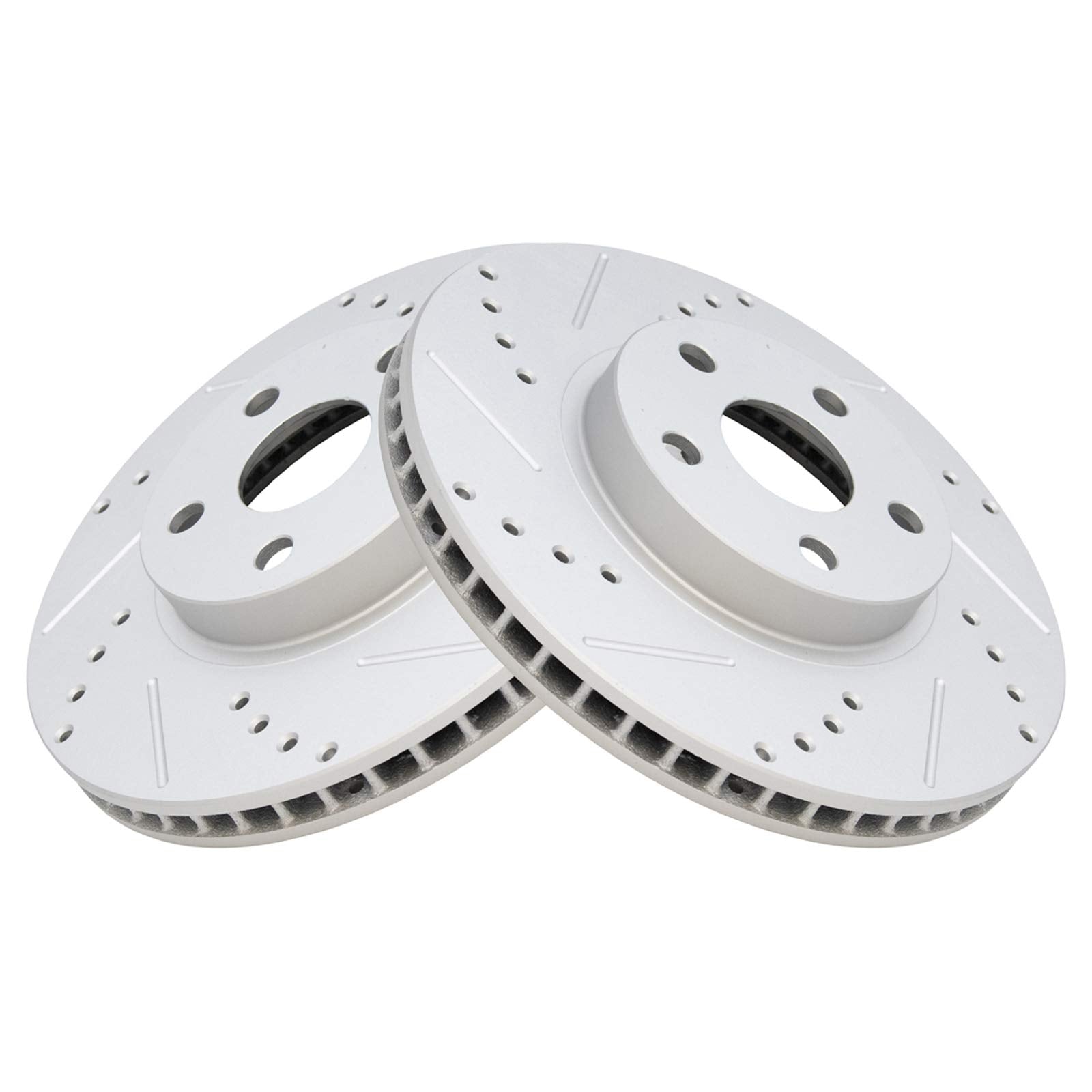 Trq Front Performance Brake Rotors Set Premium G-Coated Cross Drilled & Slotted Compatible With 2003-2008 Pontiac Vibe 2005-2010