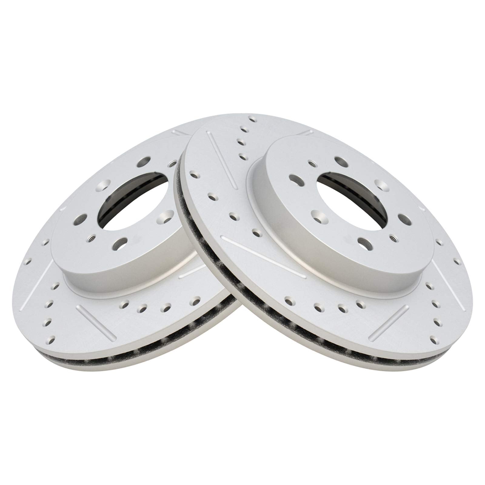 Trq Front Performance Brake Rotors Set Premium G-Coated Cross Drilled & Slotted Compatible With 1990-2001 Acura Integra 1990-200