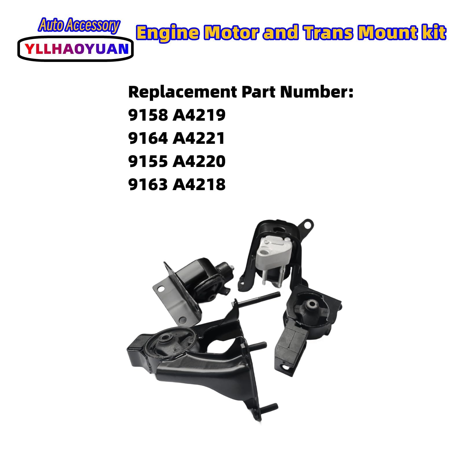 Engine Motor Mount Set 4Pcs Fits For 2003 2004 2005 2006 2007 2008 Corolla 1.8L Matrix Base/ Xr 1.8L 2Wd Pontial Vibe 1.8L A4220