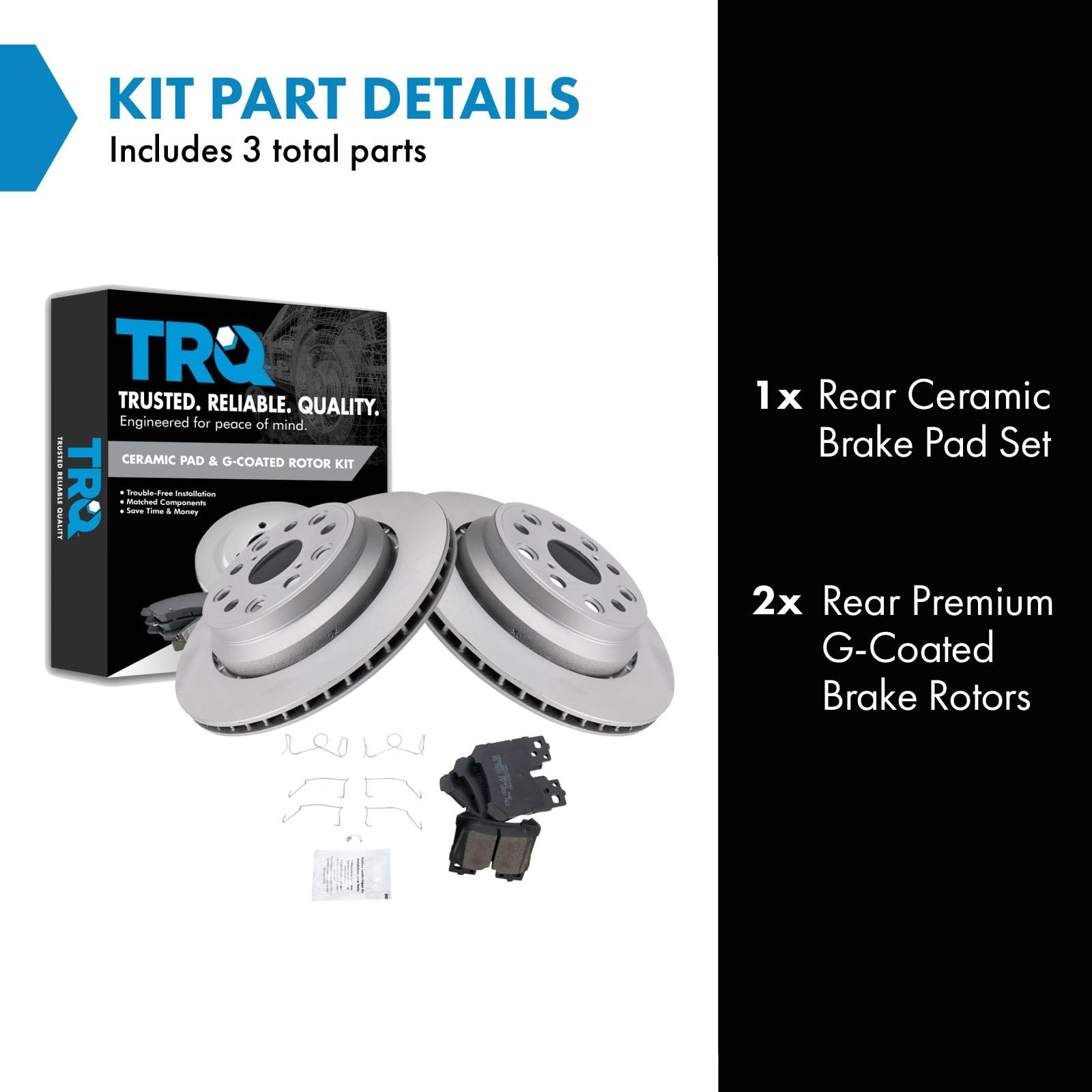 Trq Rear Brake Pad & Rotor Kit Brake Pads Brake Rotor Ceramic Premium G-Coated Compatible With 2007-2017 Lexus Ls460
