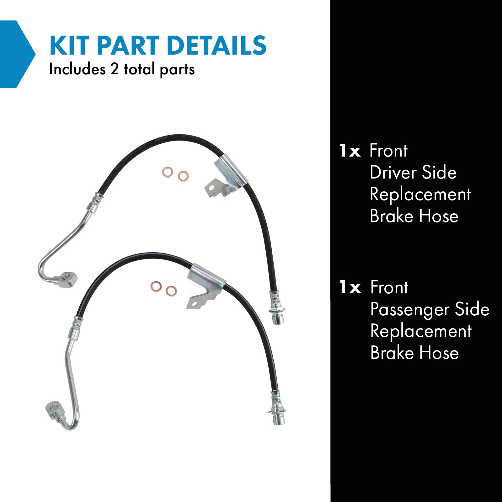 Trq Front Brake Hose Set Compatible With 2000-2005 Chevrolet Blazer 2000-2004 S10 2000-2001 Gmc Jimmy Sonoma Oldsmobile Bravada