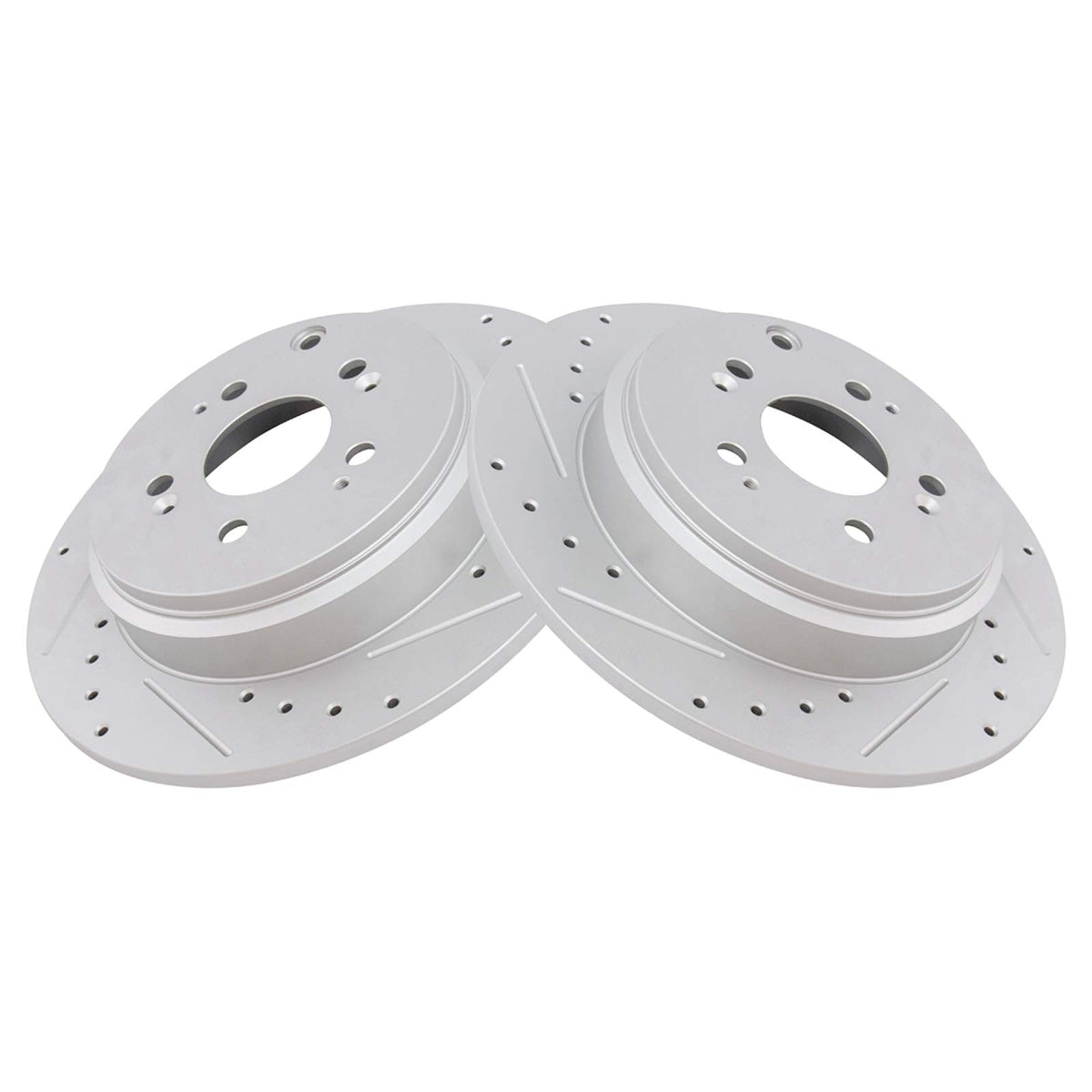 Trq Rear Performance Brake Rotors Set Solid Premium G-Coated Cross Drilled & Slotted Compatible With 2007-2013 Acura Mdx 2010-20