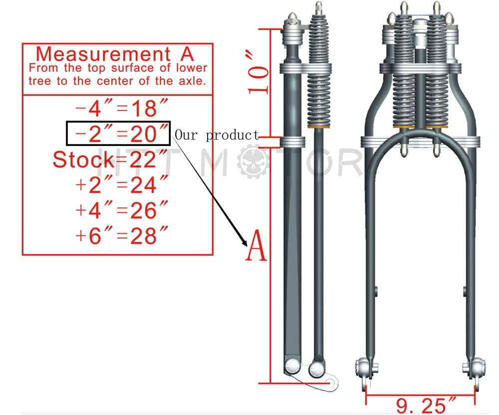 Httmt Sf002-I- Black Springer Front End -2' Under Stock Length Wishbone Compatible With H-D & Customs