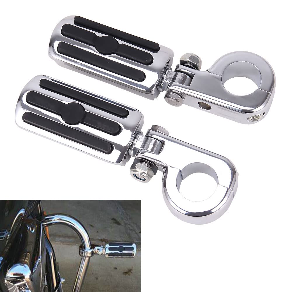 OUMURS 1-1/4'' Motorcycle Foot Pegs For 1.25'' Engine Guard Highway Pegs For Crash Bars Foot Pedal Bracket Clamp Compatible With