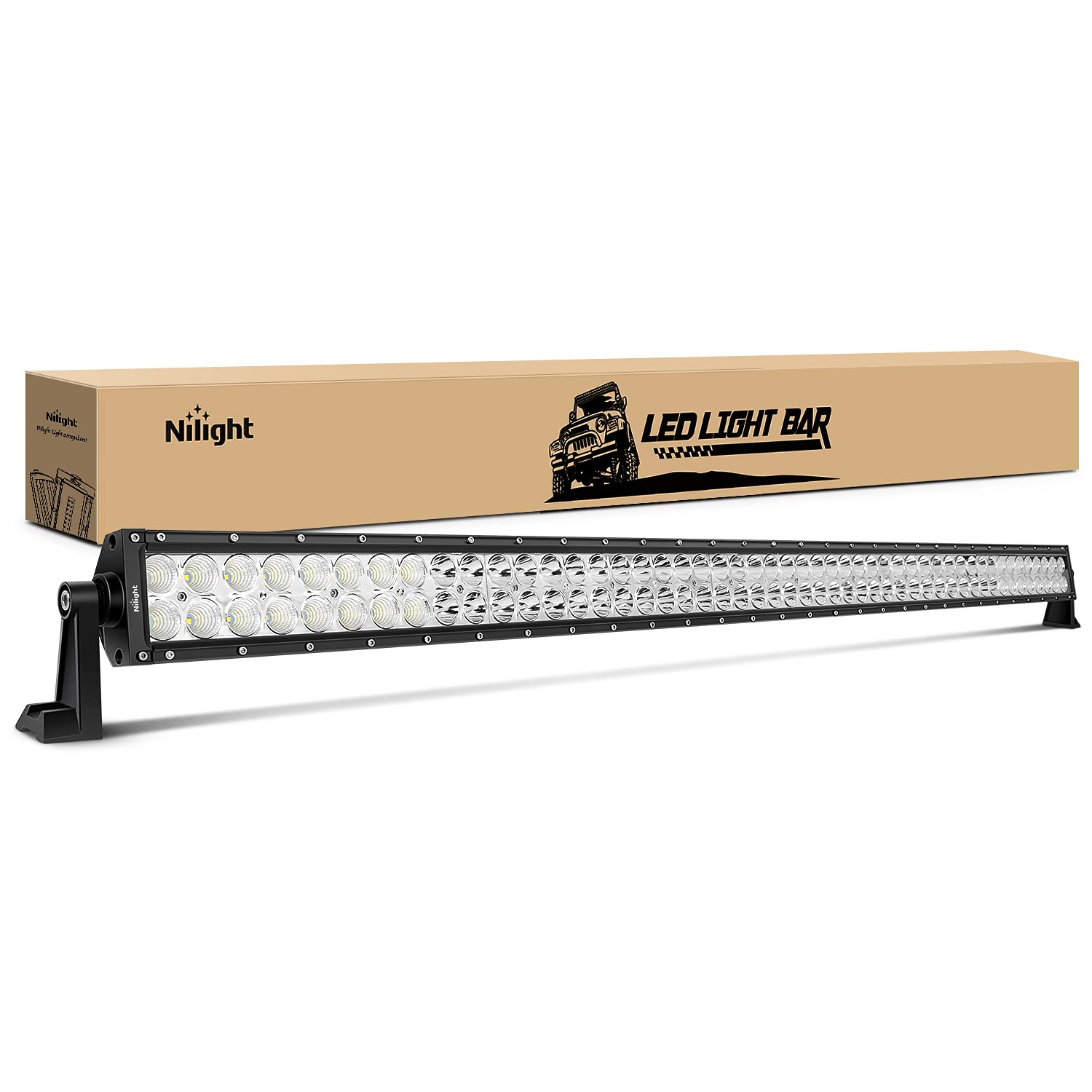 Nilight - 15026C-A Led Light Bar 52Inch 300W Spot Flood Combo Led Driving Lamp Off Road Lights Led Work Light For Trucks Boat Je