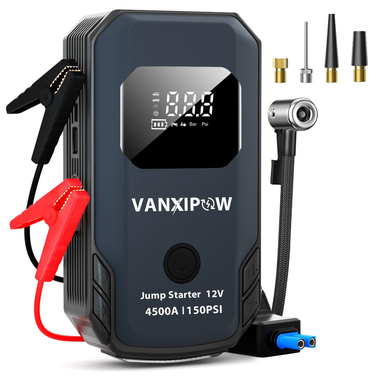 Vanxipow Z8 4500A Jump Starter With Air Compressor 150Psi (9.0 L Gas/8.0L Diesel), Portable Car Battery Jump Starter Battery Pac
